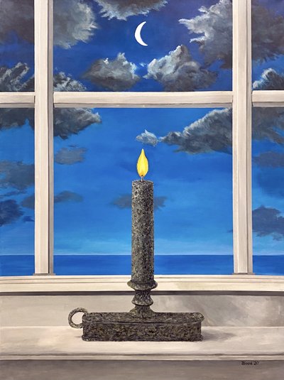 Candlelit Night Window by Tom Blood