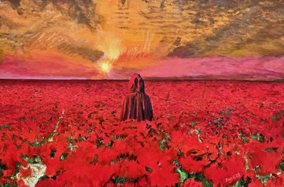 Woman in Poppy Field by Tom Blood