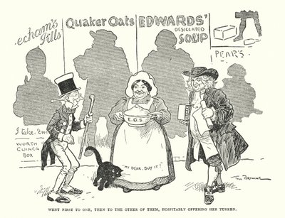 Went First to One, Then to the Other of Them, Hospitably Offering Her Tureen by Tom Browne