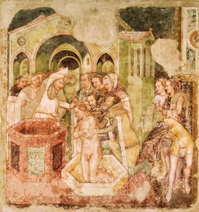 Legend of St Ursula: Baptism of Prince of England by Tomaso da (late 15th century) Modena