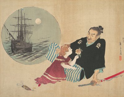Black Ship, Kurofune, illustration from Bugei Kurabu Literary Club by Tomioka Eisen