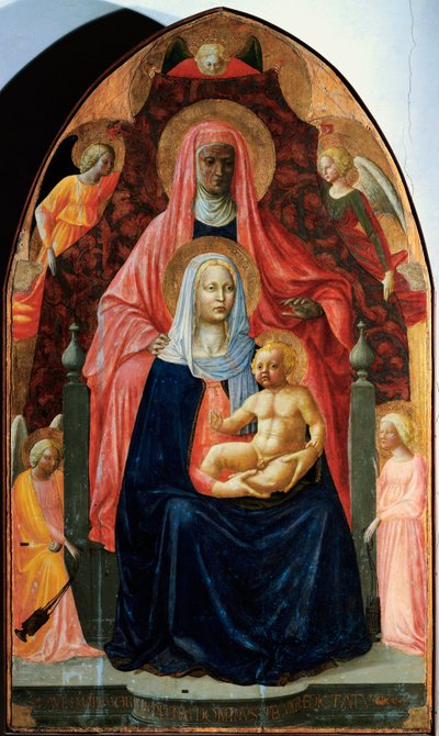 Madonna and Child with Saint Anne and Five Angels by Tommaso Masaccio
