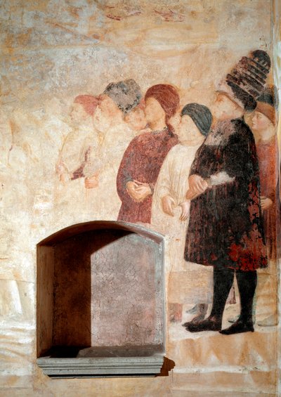 Episode of the life of Saint John the Baptist: a group of men by Tommaso Masolino da Panicale