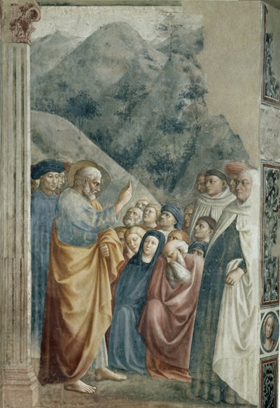Predication of St. Peter. Fresco by Tommaso di Cristoforo Fini dit Masolino da Panicale by Tommaso Masolino da Panicale