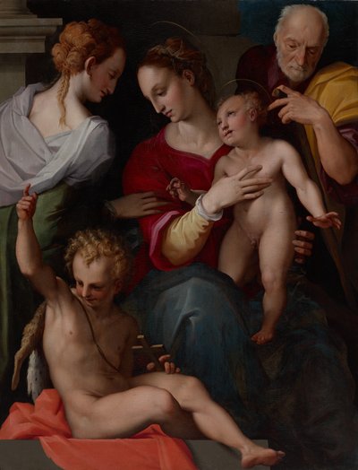 Holy Family with the Mystic Marriage of Saint Catherine by Tommaso d’Antonio Manzuoli, called Maso da San Friano