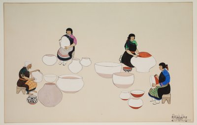 The Air Dried Vessels are Polished by Rubbing with Pebbles, Early 20th Century by Tonita Peña