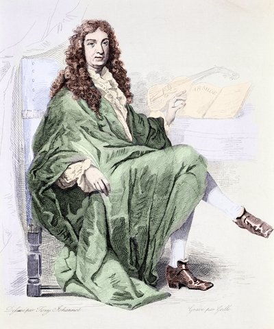 Portrait of Giovanni Battista Lulli or Jean-Baptiste Lully (1632-1687) composer at the court of King Louis XIV by Tony (after) Johannot
