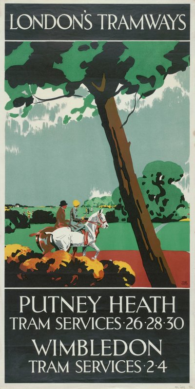 Putney Heath, Wimbledon, London County Council LCC Tramways poster, 1927 by Tony Castle