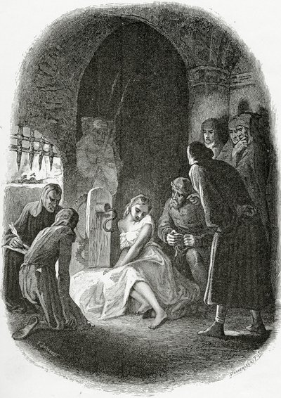 The Interrogation of Esmeralda - Illustration from Notre Dame de Paris by Tony Johannot