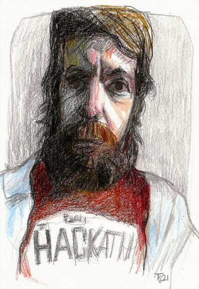 Intense Bearded Man Drawing by Tore Bahnson