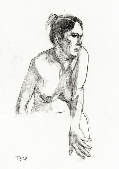 Pensive Female Figure by Tore Bahnson
