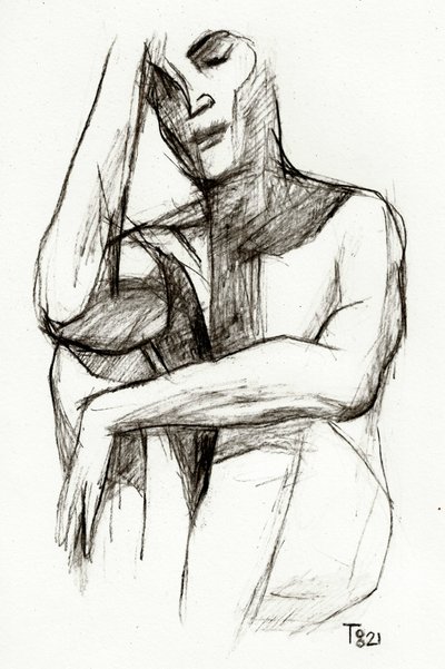 Pensive Figure Drawing by Tore Bahnson