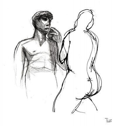 Pensive Man Ethereal Nude by Tore Bahnson