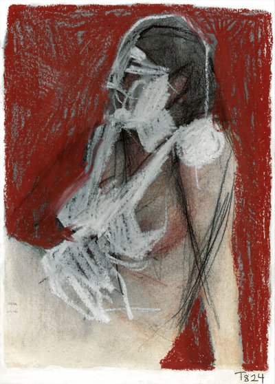 Pensive Nude Drawing by Tore Bahnson