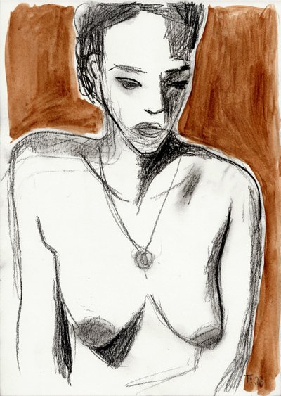 Pensive Nude Sketch by Tore Bahnson