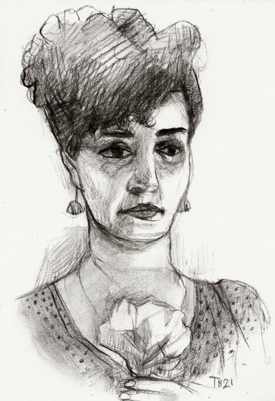 Pensive Woman Sketch by Tore Bahnson
