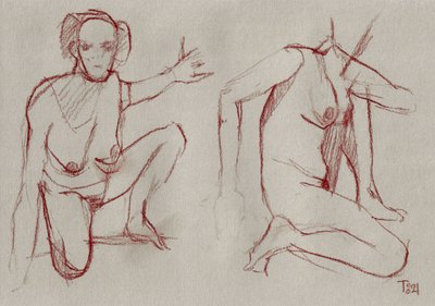Red Nude Sketches by Tore Bahnson