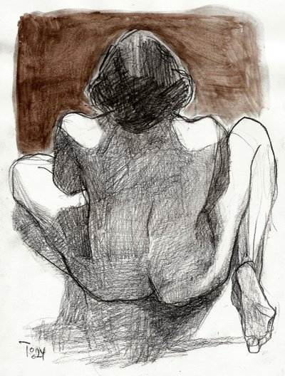 Seated Woman Sketch by Tore Bahnson