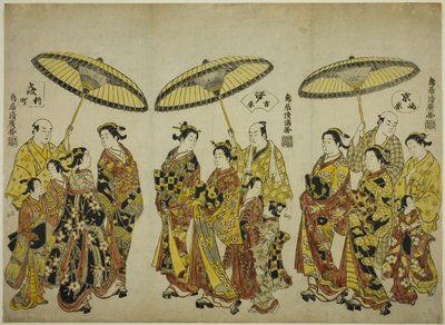 Beauties of the Three Capitals: Shimabara in Kyoto, Yoshiwara in Edo, and Shinmachi in Osaka by Torii Kiyohiro