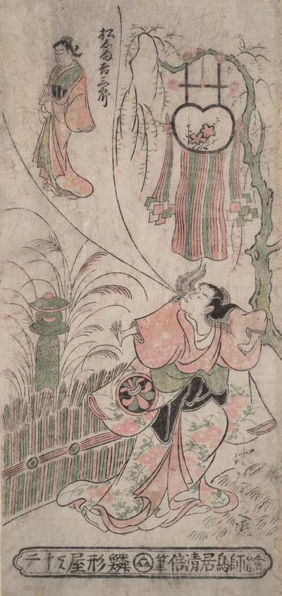 Actor Segawa Kikunojō imaging Matsushima Kichisaburō by Torii Kiyomasu II