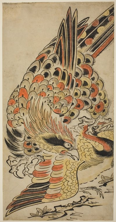 A Hawk Capturing a Crane in Flight by Torii Kiyomasu I