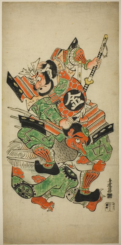 Sakata Kintoki Wrestling with a Tengu by Torii Kiyomasu I