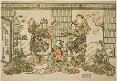 Entertainers Performing the Hobby-Horse Dance by Torii Kiyomitsu I