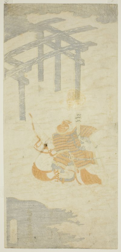 The Warrior Sasaki Shiro Takatsuna Crossing the Uji River on Horseback by Torii Kiyomitsu I