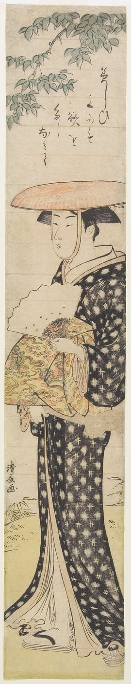 A Woman With a Hat Walking Under a Tree, 1782 by Torii Kiyonaga