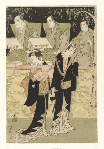 Actors Sawamura Sojuro III and Iwai Hanshiro IV as Jihei and Koharu by Torii Kiyonaga