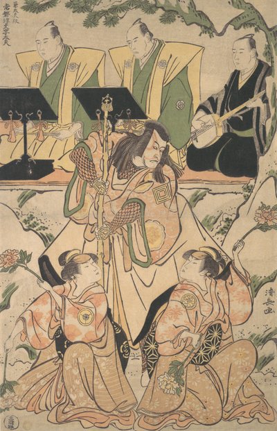Actors in a Shosa Combination of Acting and Dancing Performance by Torii Kiyonaga