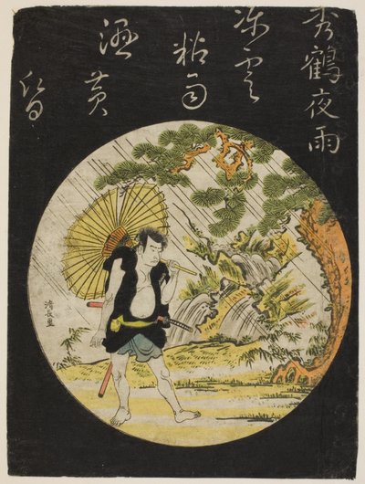 Evening Rain at Shukaku - the actor Nakamura Nakazo as Sadakuro, from an untitled series of actor prints by Torii Kiyonaga