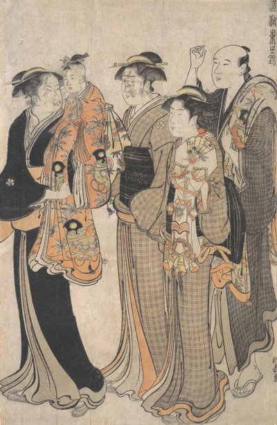 Mother Carrying Her Baby Girl to the Miya Mairi by Torii Kiyonaga