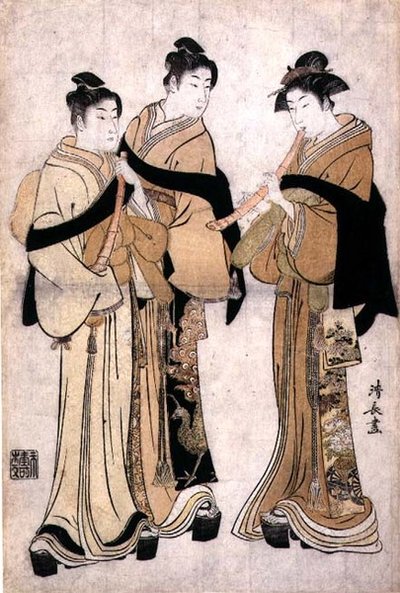 Playing the Shakuhachi by Torii Kiyonaga