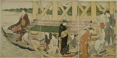 Pleasure Boats below Azuma Bridge by Torii Kiyonaga