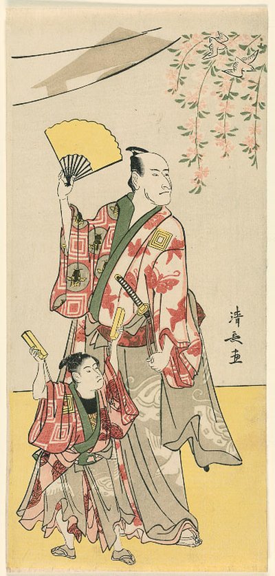 The Actors Ichikawa Danjuro V and Ichikawa Ebizo IV, from a pentaptych of eleven actors celebrating the festival of the shrine of the Soga brothers by Torii Kiyonaga