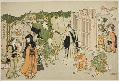 The First Day of Business, from the illustrated book "Colors of the Triple Dawn" by Torii Kiyonaga