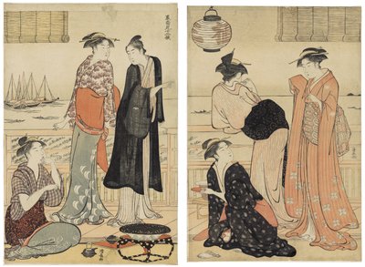 The Sixth Month, Enjoying the Evening Cool in a Teahouse, from the series 