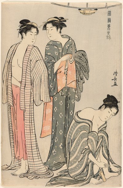 Three Women after a Bath, from the series "A Brocade of Eastern Manners" by Torii Kiyonaga
