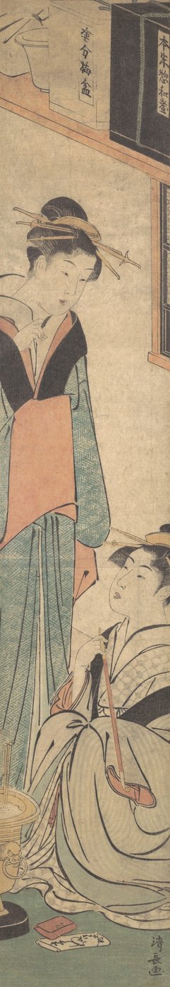 Two Girls Talking Near the Hibachi Fire-Pot, ca. 1785 by Torii Kiyonaga