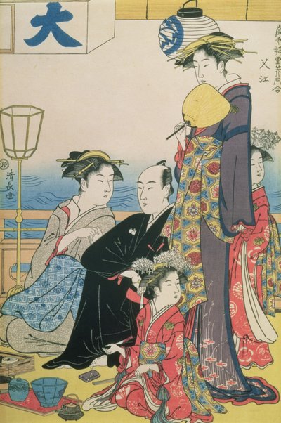 Women of the Gay Quarters, Right Hand Panel of a Diptych by Torii Kiyonaga