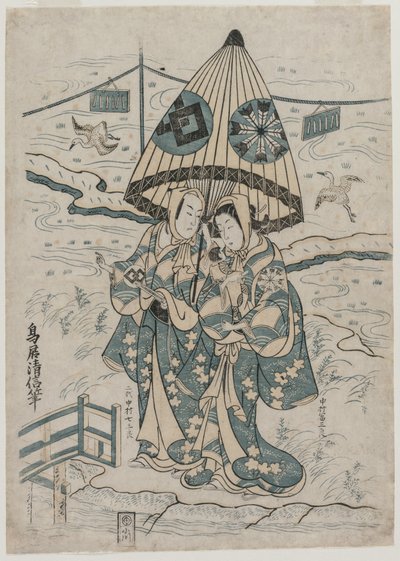 Nakamura Tomijuro and Nakamura Shichisaburo II as the Lovers Agemaki and Sukeroku, 1753 by Torii Kiyonobu II