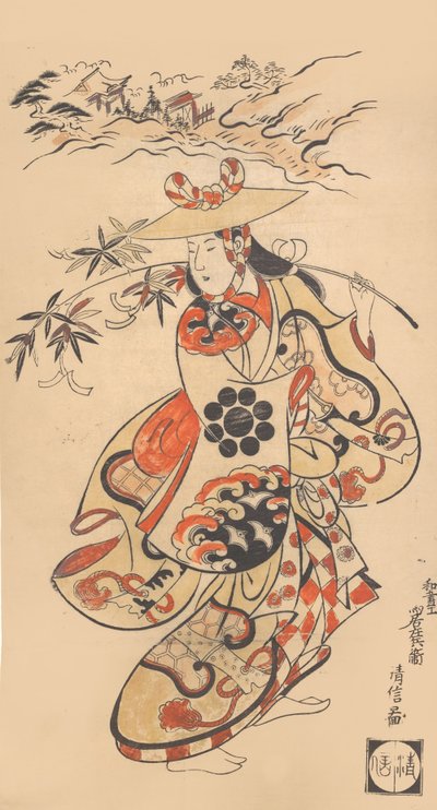 Actor Sawamura Kodenji as a Woman at the Time of the Tanabata Festival by Torii Kiyonobu I