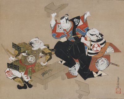 The Actors Ichikawa Danjuro II as Soga no Goro and Ogawa Zengoro as Kudo Suketsune by Torii Kiyonobu I