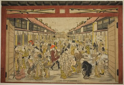 The Main Gate, New Yoshiwara by Torii Kiyotada