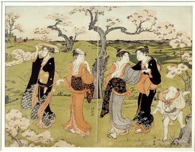 Picnic Under Cherry Blossoms in Assaakayama by Torii Kuyonaga