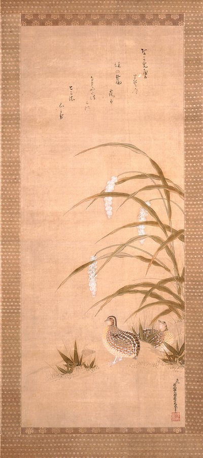Quail and Millet by Tosa Mitsunari