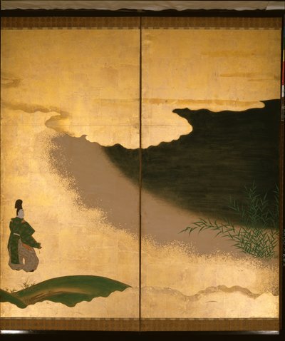 Six-fold screen depicting tales of Ise by Tosa Mitsuoki