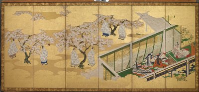 The Tale of Genji, Chapter 34; Kashiwagi catches sight of the Third Princess by Tosa Mitsuoki