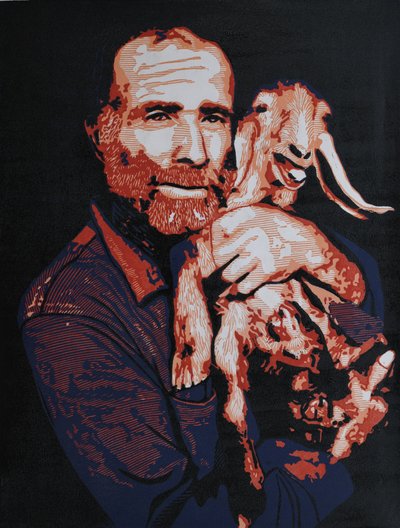 Bearded Man Happy Goat by Tosin Oyeniyi